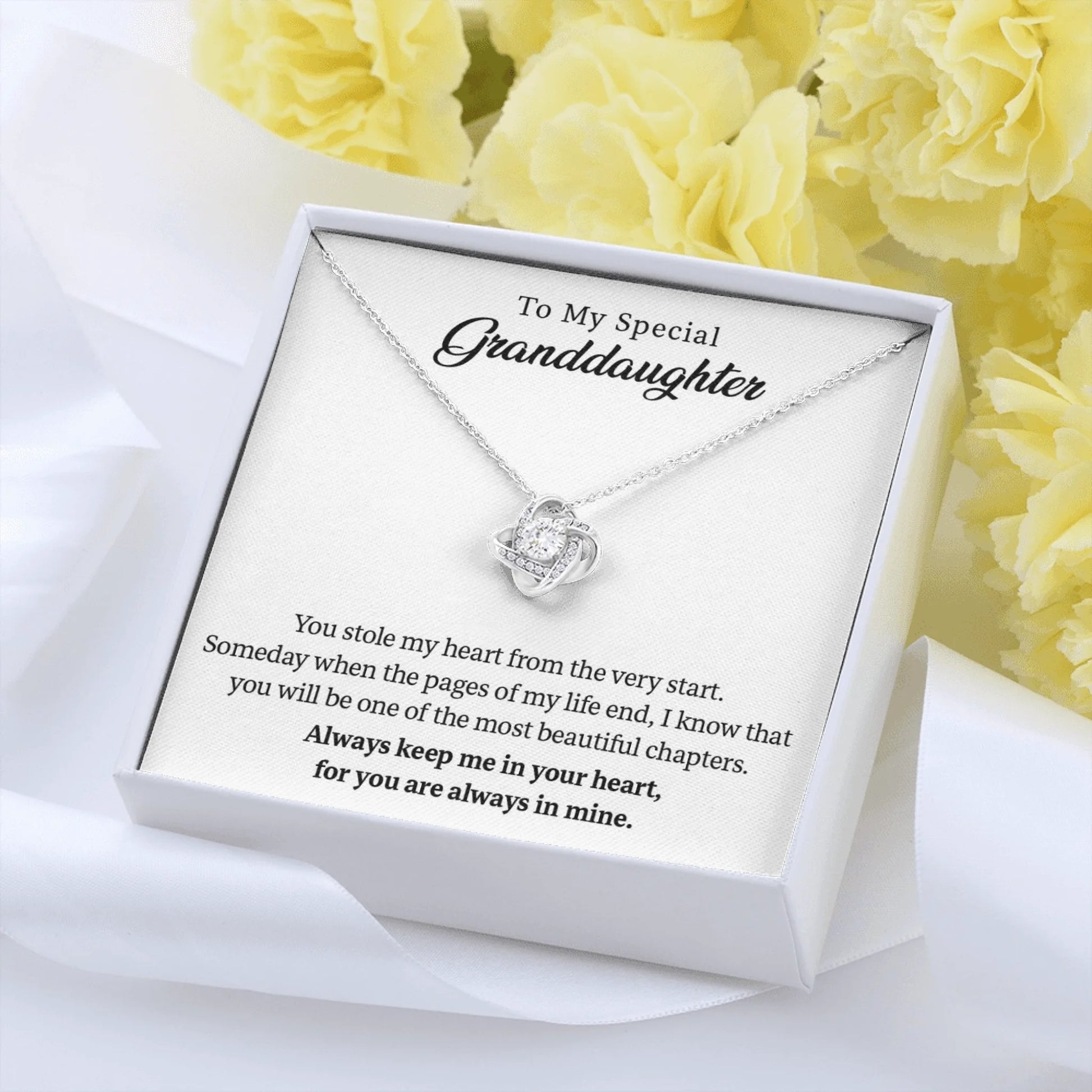 Love Knot Message Card Yellow Roses