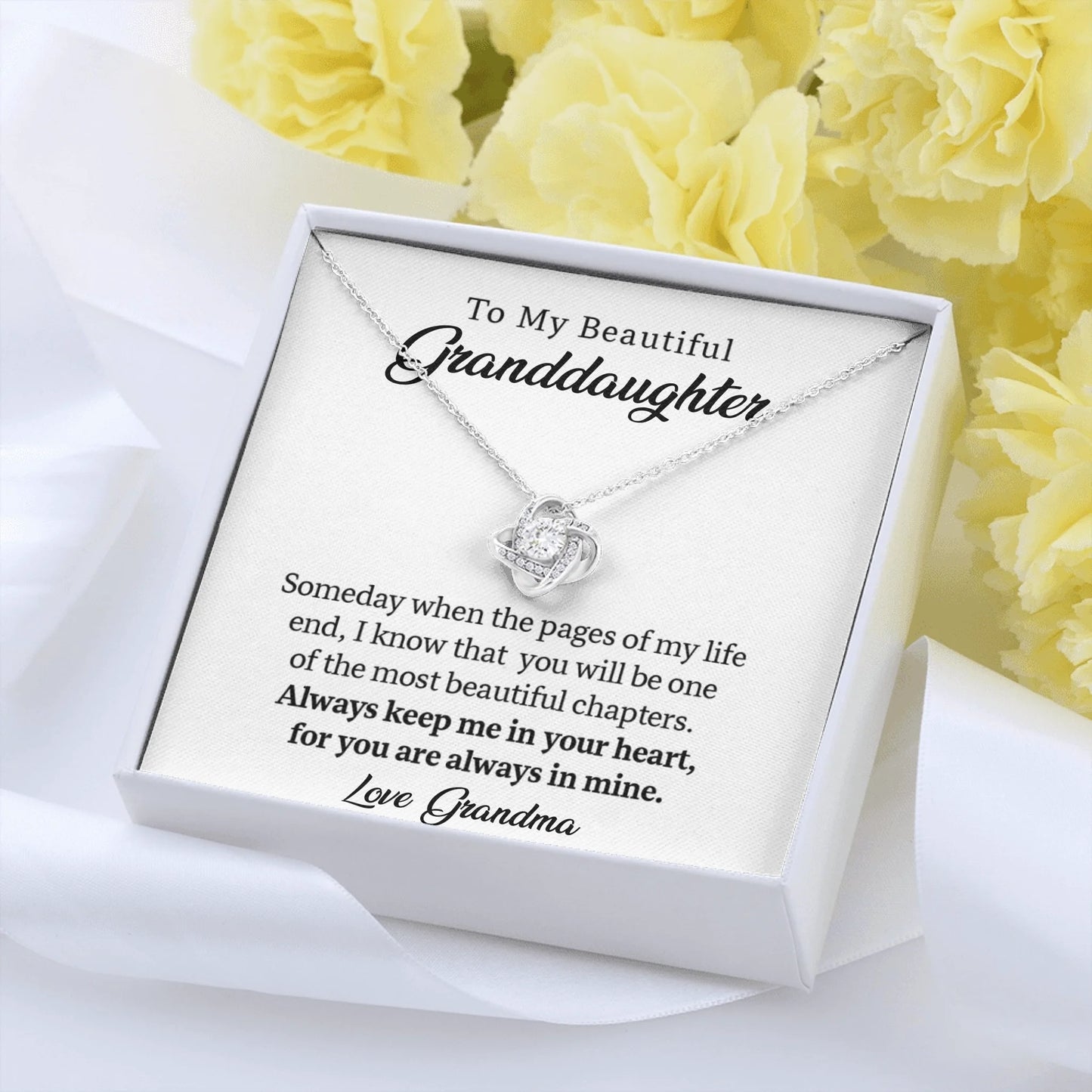 Love Knot Message Card Yellow Roses