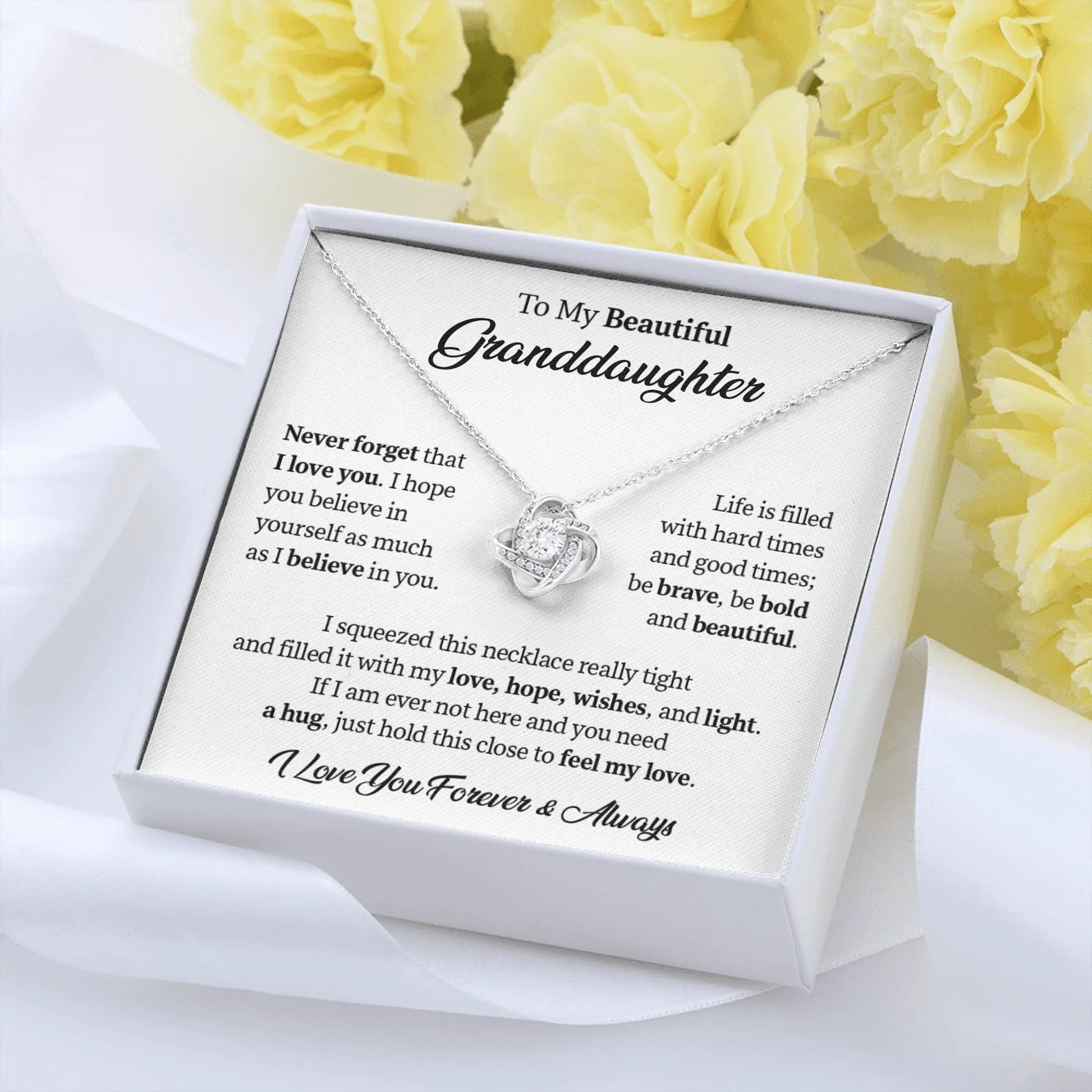 Love Knot Message Card Yellow Roses