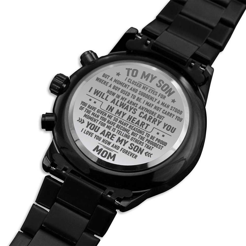 Son Gift From Mom - Engraved Watch, Christmas Gift, I Will Always Carry You In My Heart