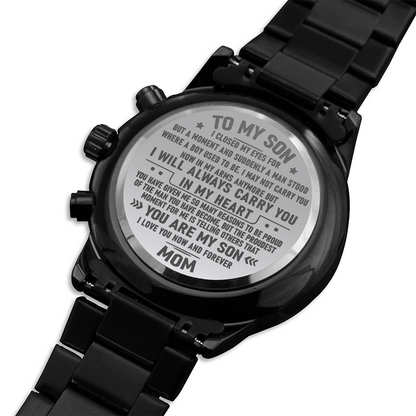 Son Gift From Mom - Engraved Watch, Christmas Gift, I Will Always Carry You In My Heart